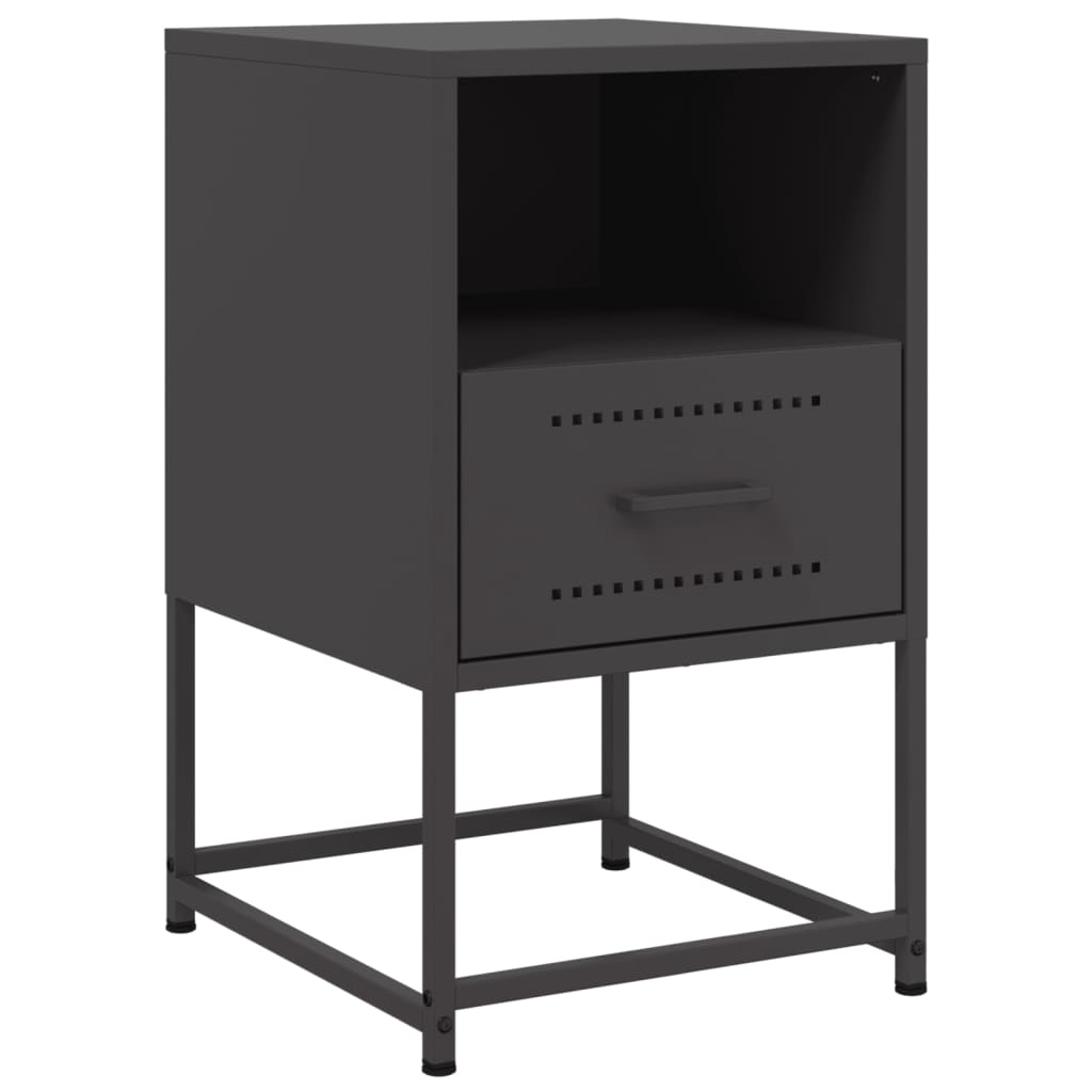 Sleek Black Steel Bedside Cabinets - Set of 2 (36x39x60.5 cm)