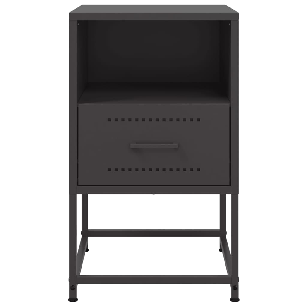Sleek Black Steel Bedside Cabinets - Set of 2 (36x39x60.5 cm)