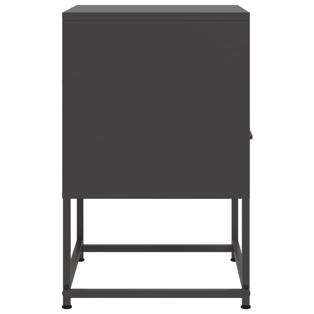 Sleek Black Steel Bedside Cabinets - Set of 2 (36x39x60.5 cm)