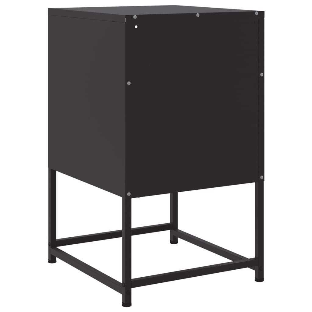 Sleek Black Steel Bedside Cabinets - Set of 2 (36x39x60.5 cm)