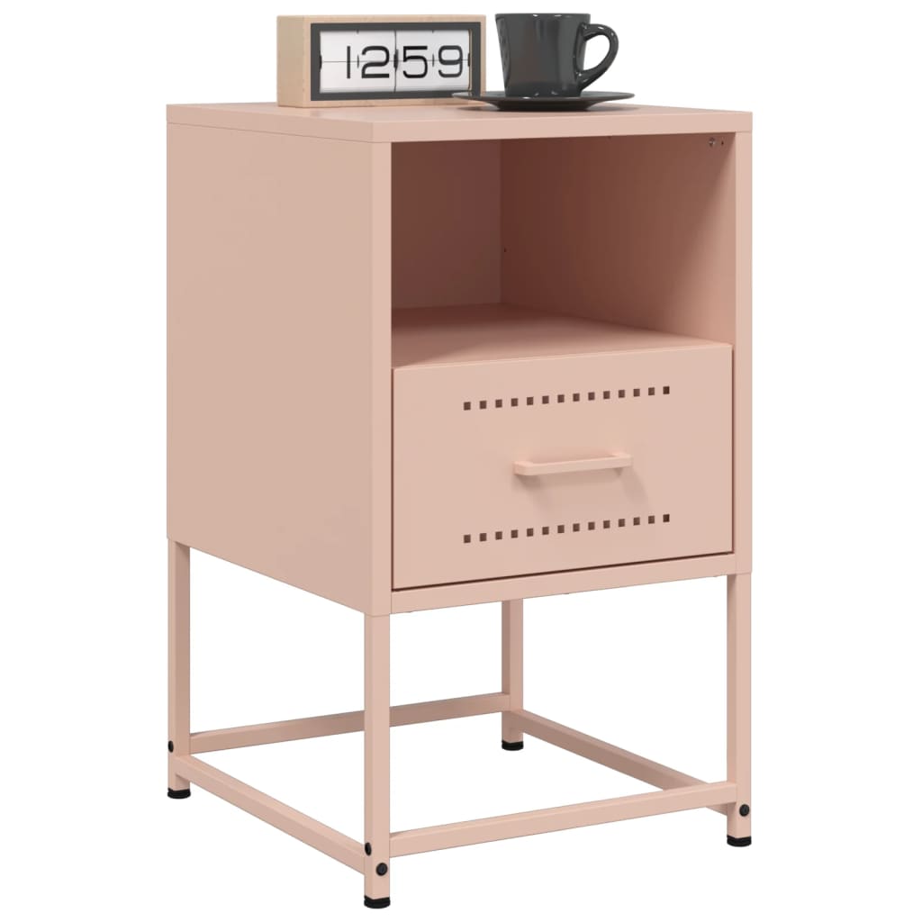 Set of 2 Pink Steel Bedside Cabinets - 36x39x60.5 cm