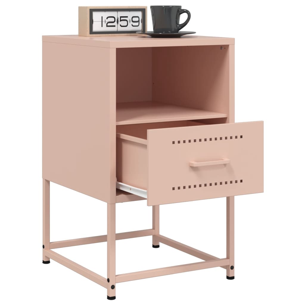 Set of 2 Pink Steel Bedside Cabinets - 36x39x60.5 cm
