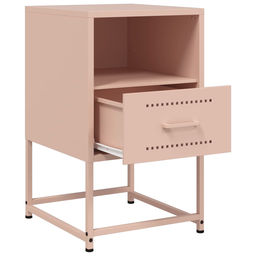 Set of 2 Pink Steel Bedside Cabinets - 36x39x60.5 cm