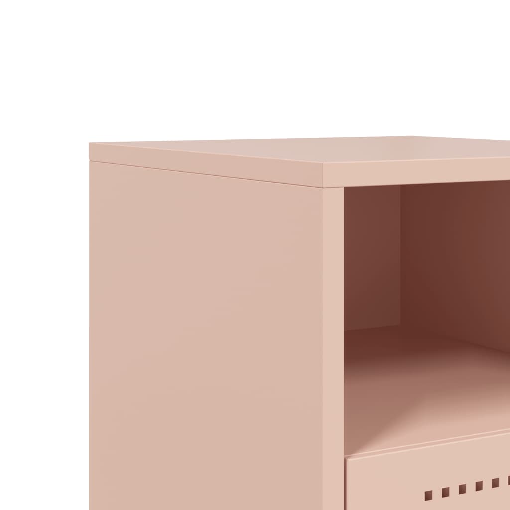Set of 2 Pink Steel Bedside Cabinets - 36x39x60.5 cm