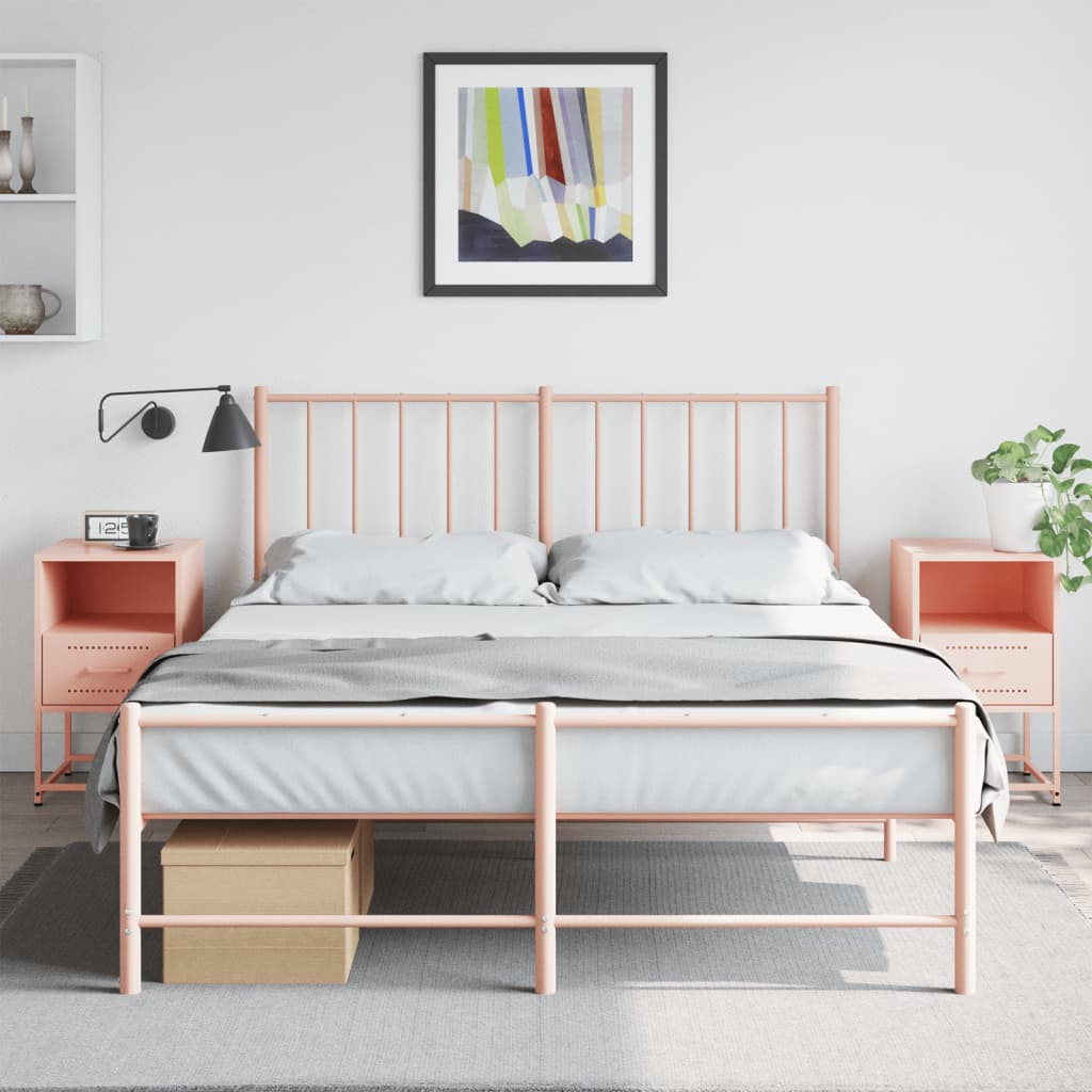 Set of 2 Pink Steel Bedside Cabinets - 36x39x60.5 cm