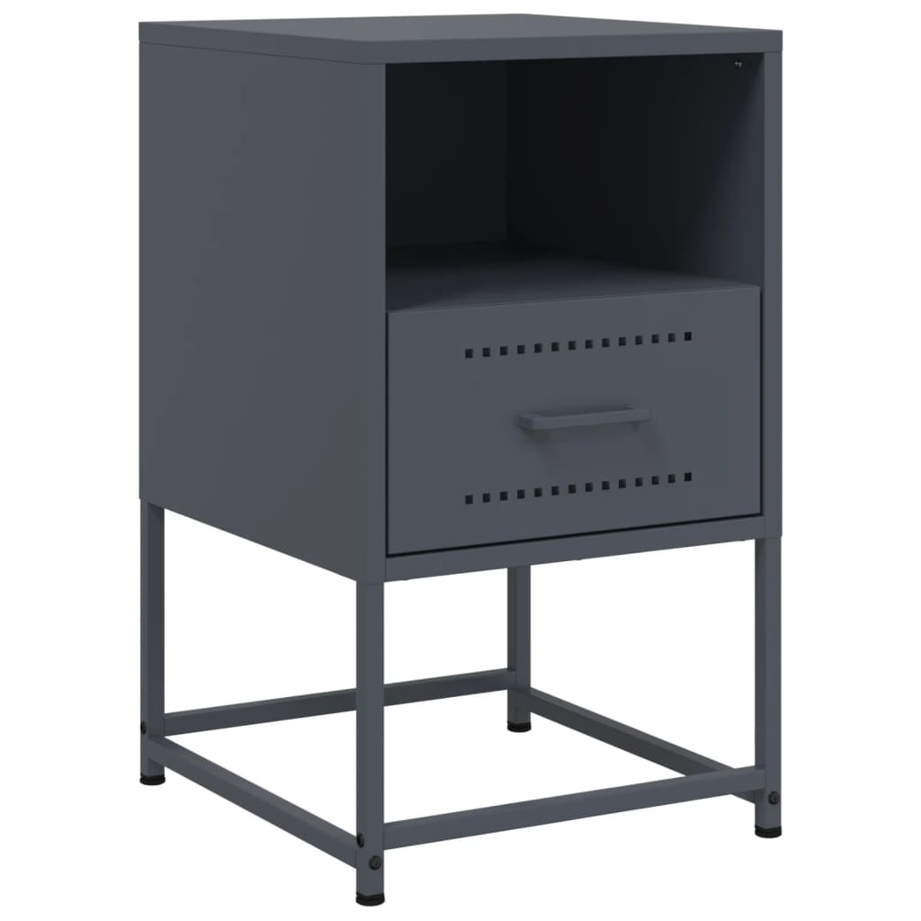 Anthracite Steel Bedside Cabinet - 36x39x60.5 cm