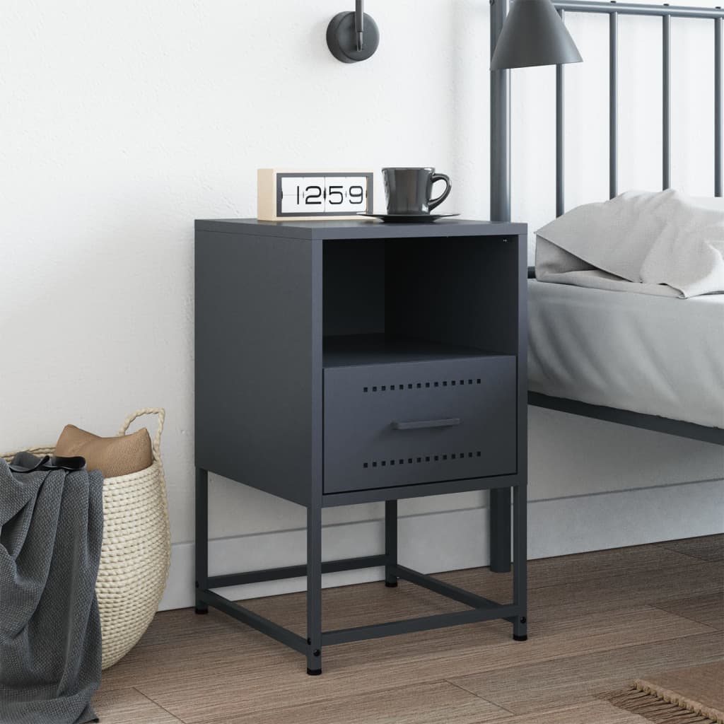 Anthracite Steel Bedside Cabinet - 36x39x60.5 cm