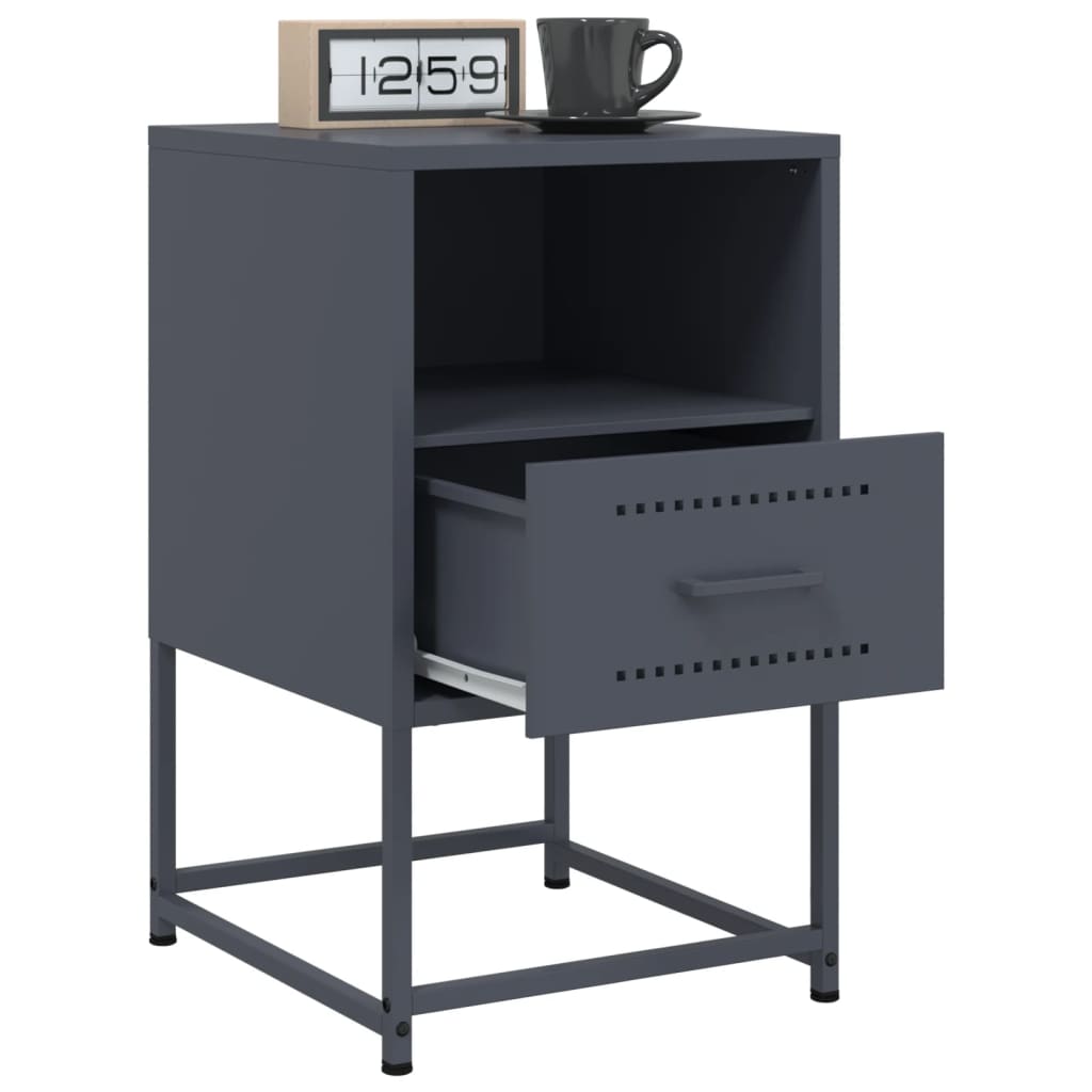 Anthracite Steel Bedside Cabinet - 36x39x60.5 cm