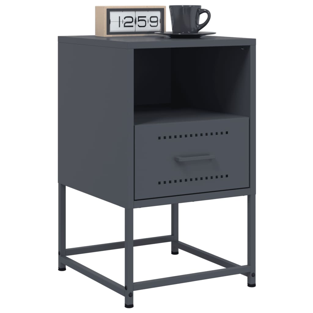 Anthracite Steel Bedside Cabinet - 36x39x60.5 cm