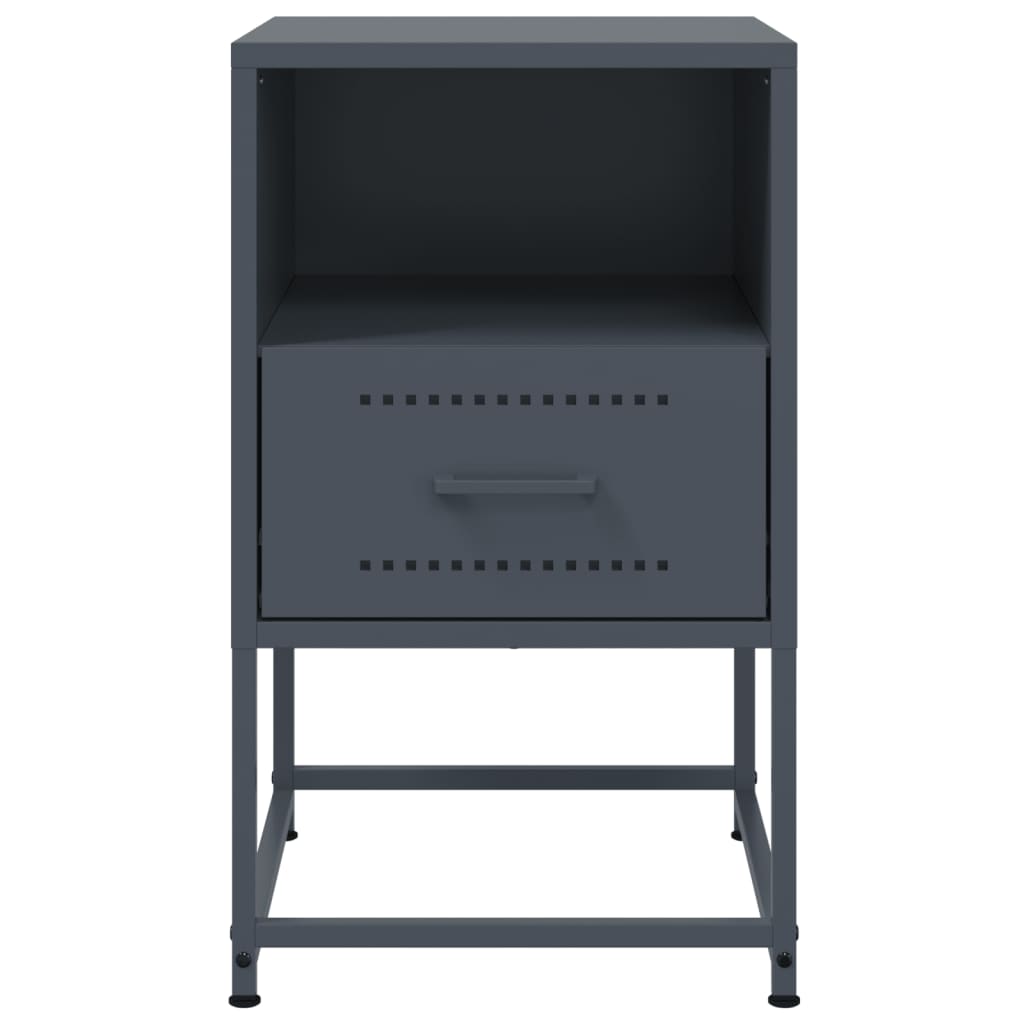 Anthracite Steel Bedside Cabinet - 36x39x60.5 cm