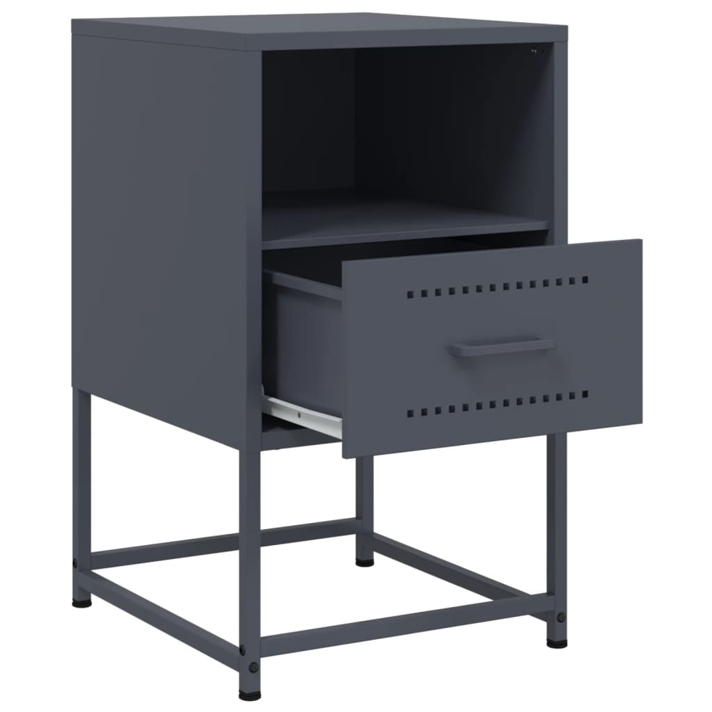 Anthracite Steel Bedside Cabinet - 36x39x60.5 cm