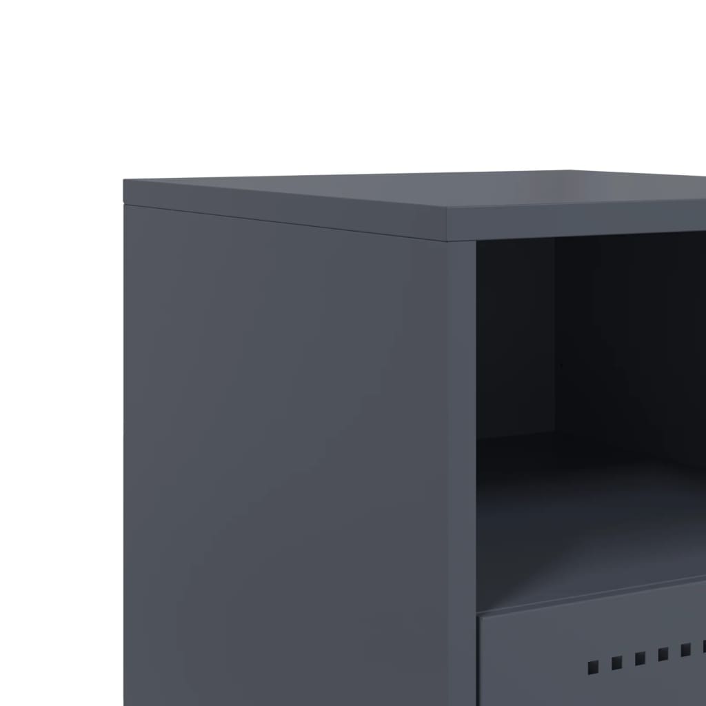 Anthracite Steel Bedside Cabinet - 36x39x60.5 cm