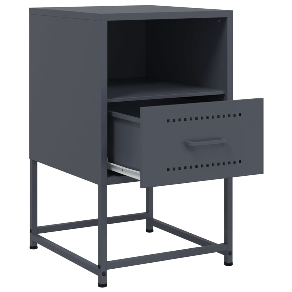Anthracite Steel Bedside Cabinets 2 pcs - 36x39x60.5 cm