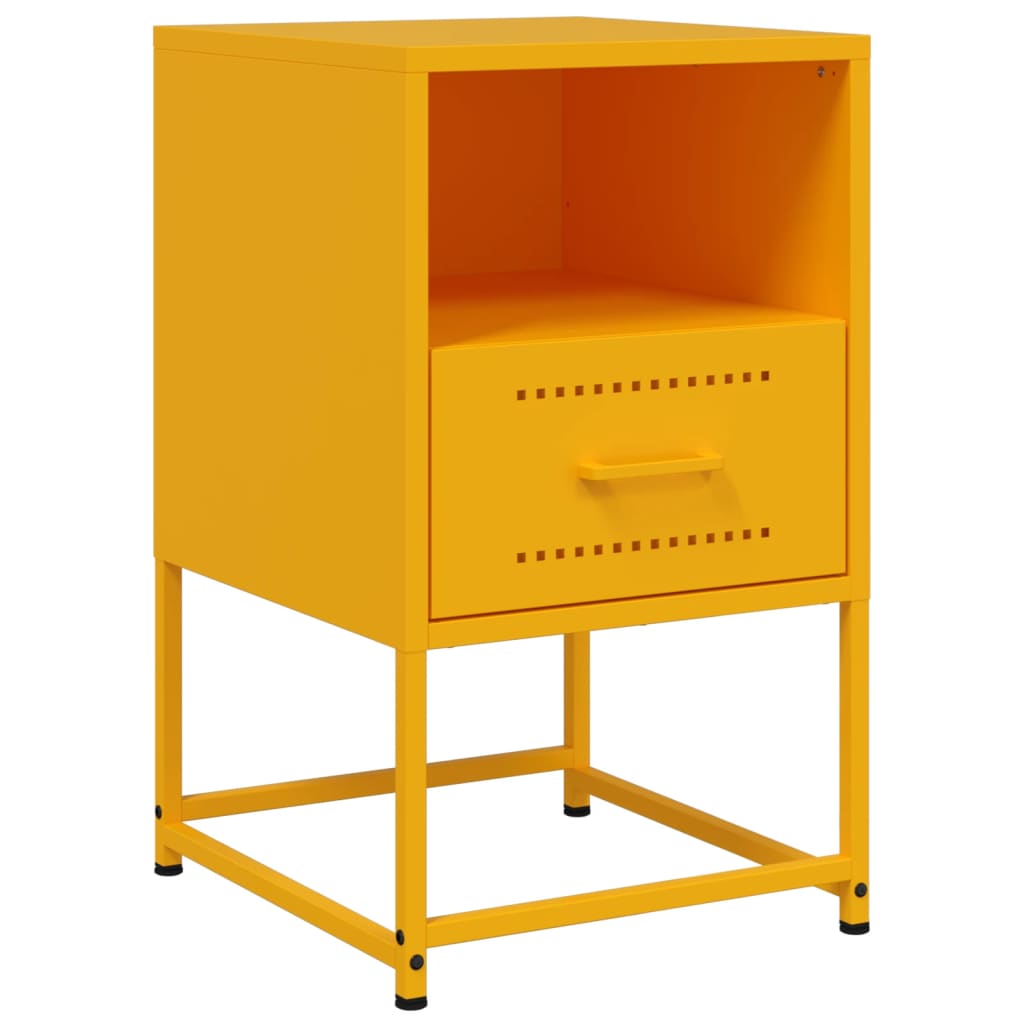 Mustard Yellow Steel Bedside Cabinet 36x39x60.5 cm