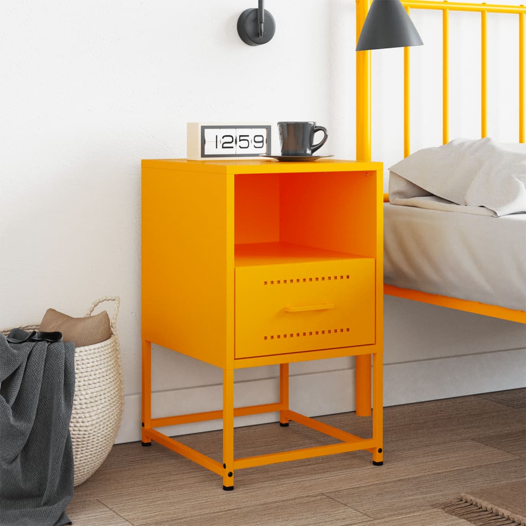 Mustard Yellow Steel Bedside Cabinet 36x39x60.5 cm