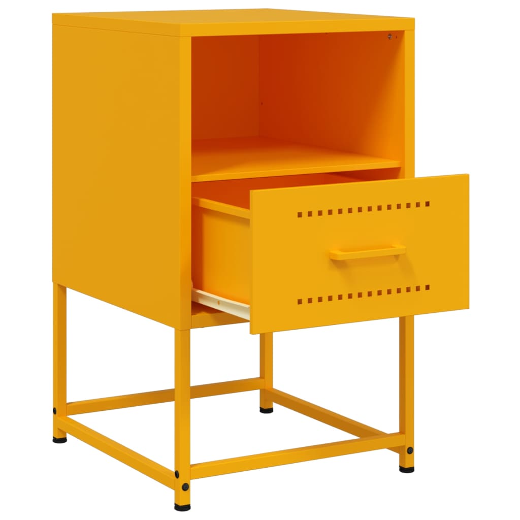 Mustard Yellow Steel Bedside Cabinet 36x39x60.5 cm
