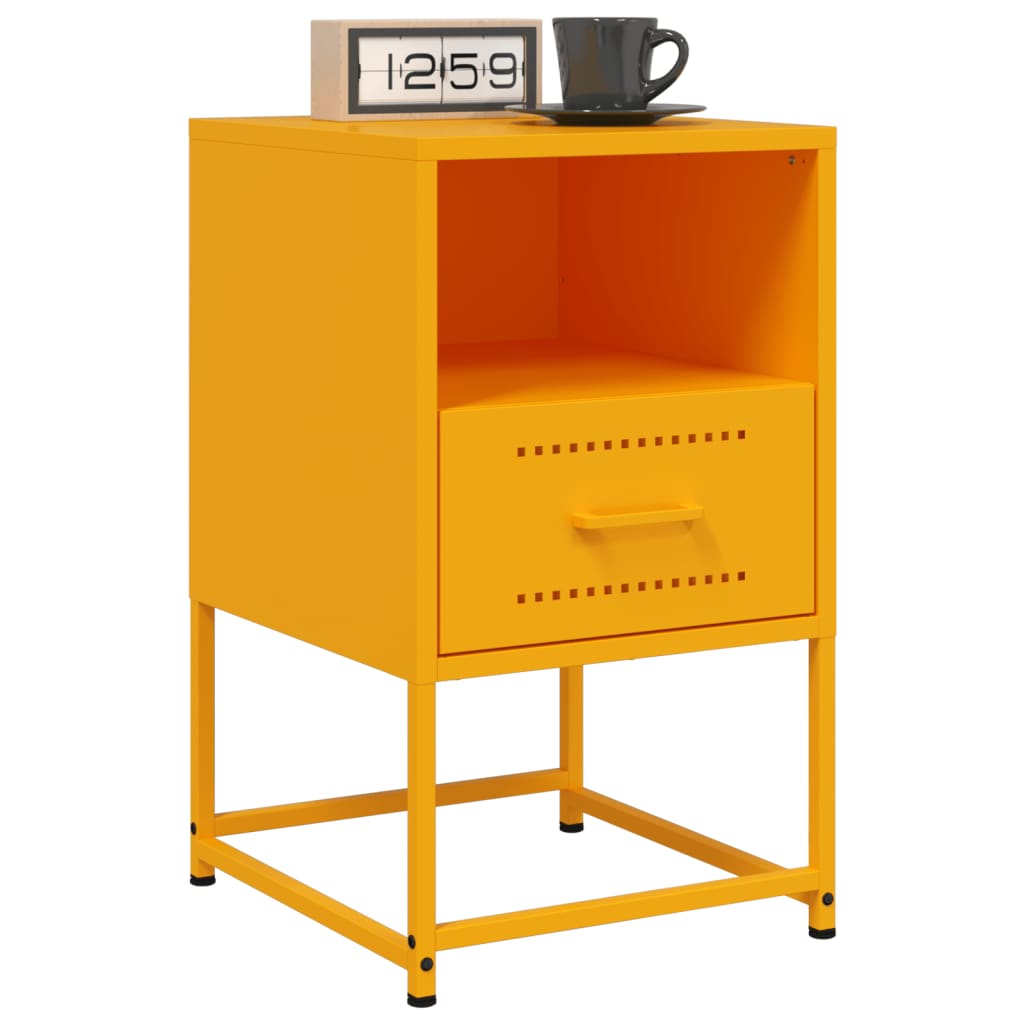 Mustard Yellow Steel Bedside Cabinets Set of 2 - 36x39x60.5 cm