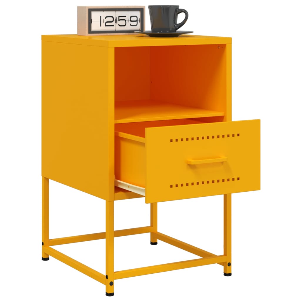 Mustard Yellow Steel Bedside Cabinets Set of 2 - 36x39x60.5 cm