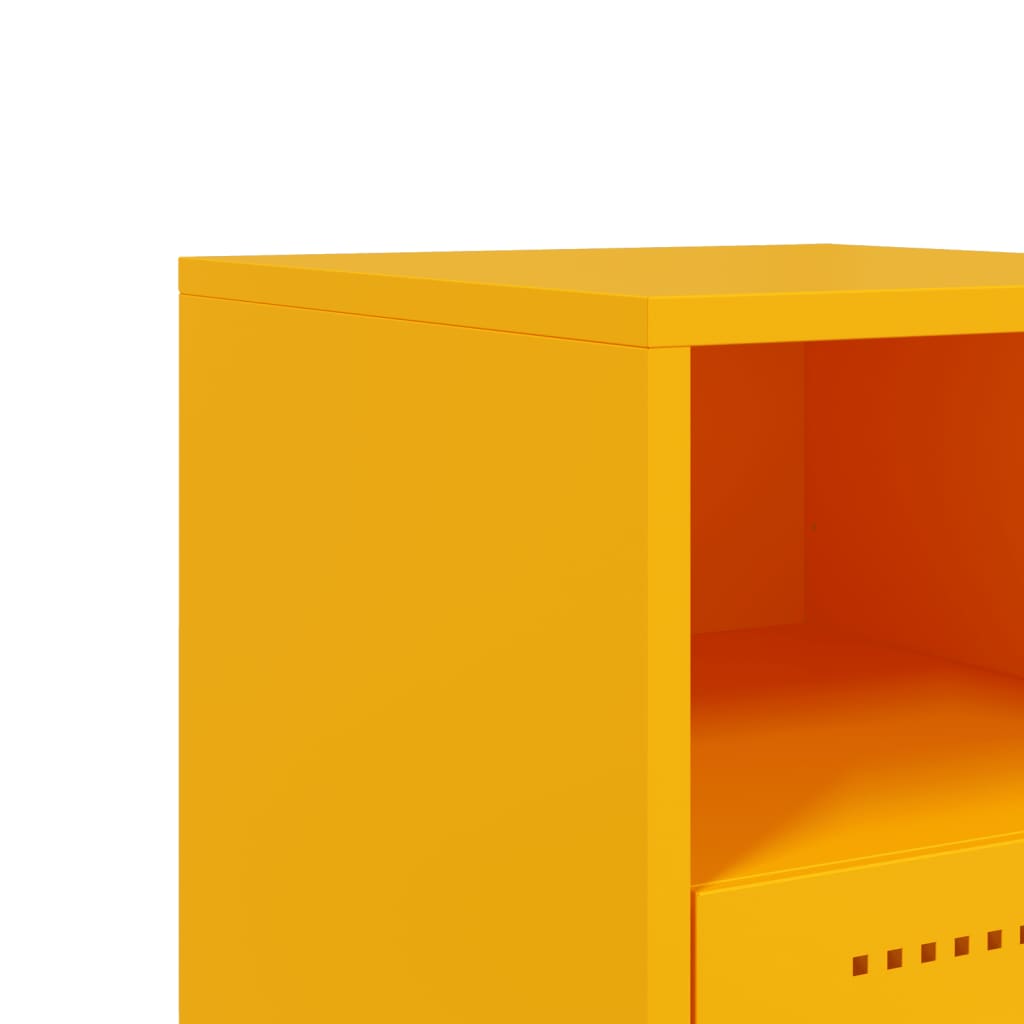 Mustard Yellow Steel Bedside Cabinets Set of 2 - 36x39x60.5 cm