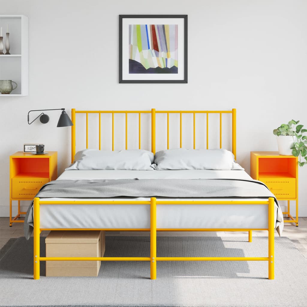 Mustard Yellow Steel Bedside Cabinets Set of 2 - 36x39x60.5 cm