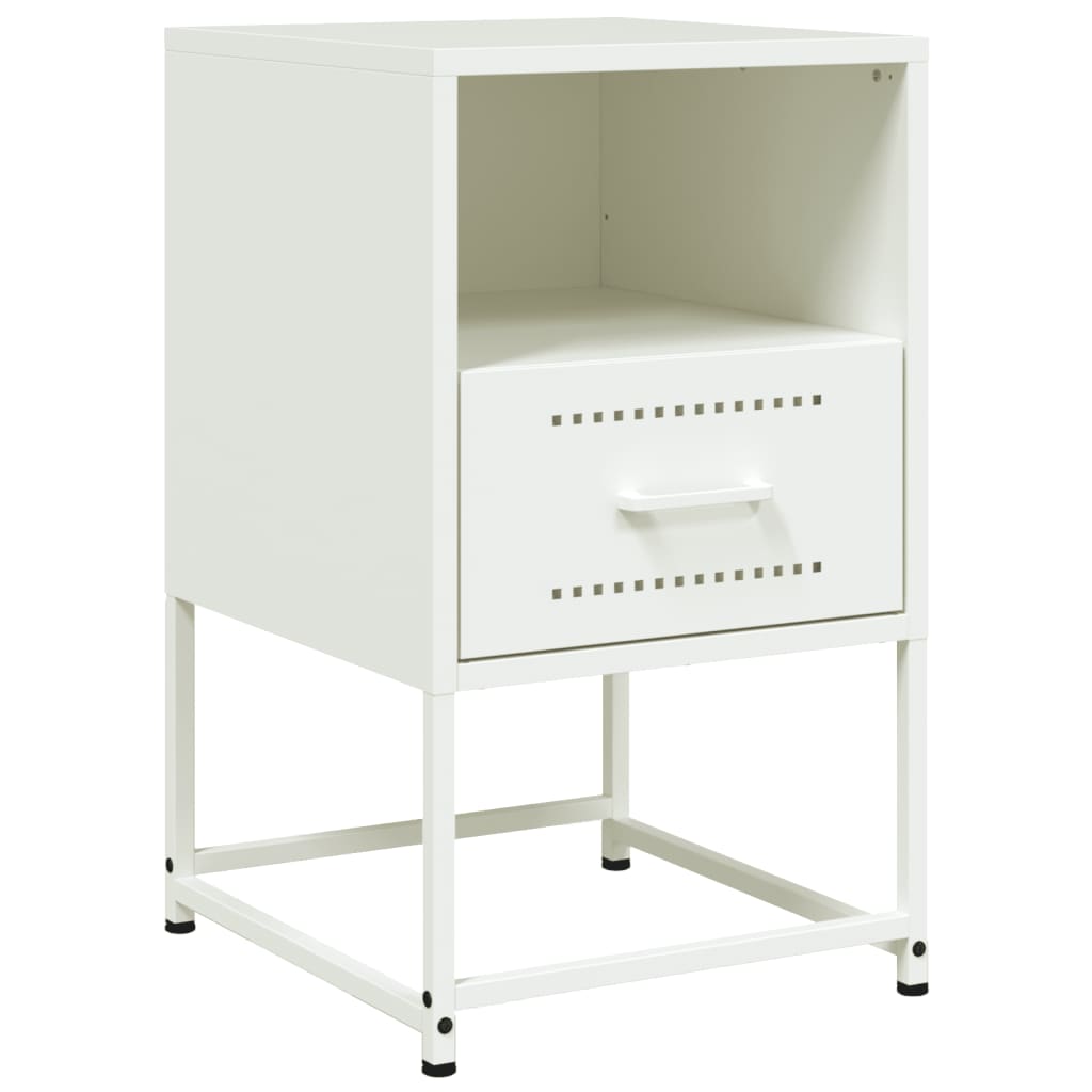 White Steel Bedside Cabinet - 36x39x60.5 cm Modern Design