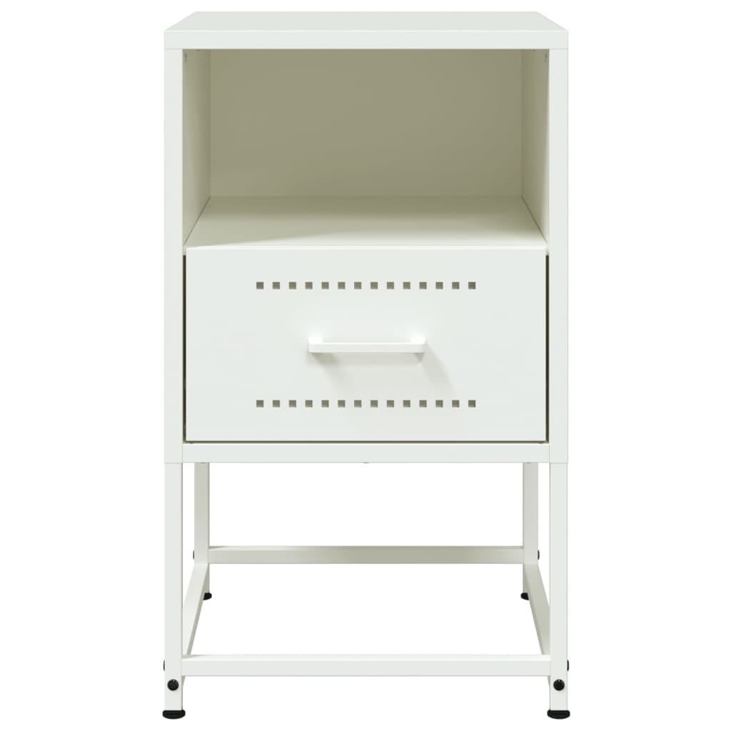 White Steel Bedside Cabinet - 36x39x60.5 cm Modern Design