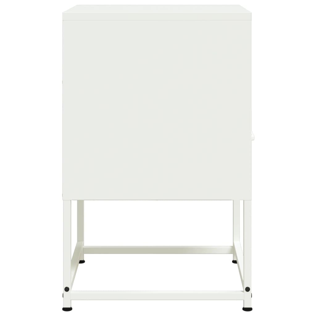 White Steel Bedside Cabinet - 36x39x60.5 cm Modern Design