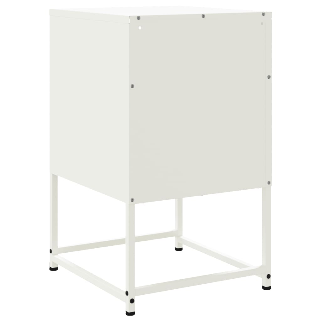 White Steel Bedside Cabinet - 36x39x60.5 cm Modern Design