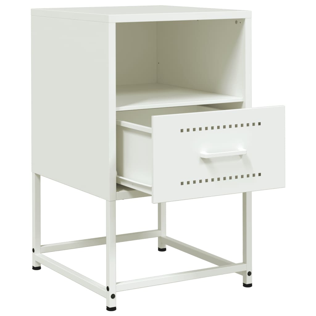 White Steel Bedside Cabinet - 36x39x60.5 cm Modern Design