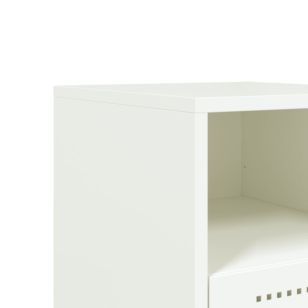 White Steel Bedside Cabinet - 36x39x60.5 cm Modern Design