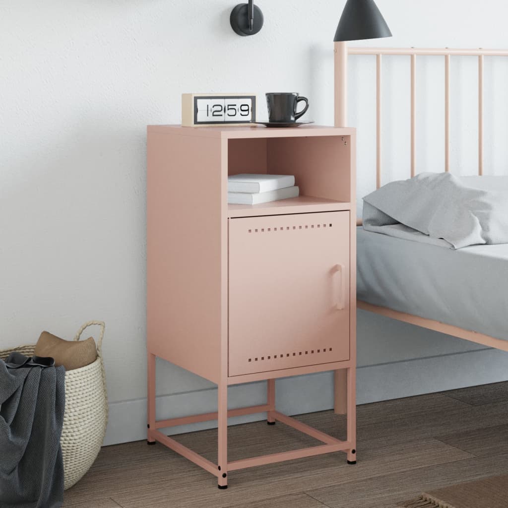 Stylish Pink Steel Bedside Cabinet - 36x39x78 cm