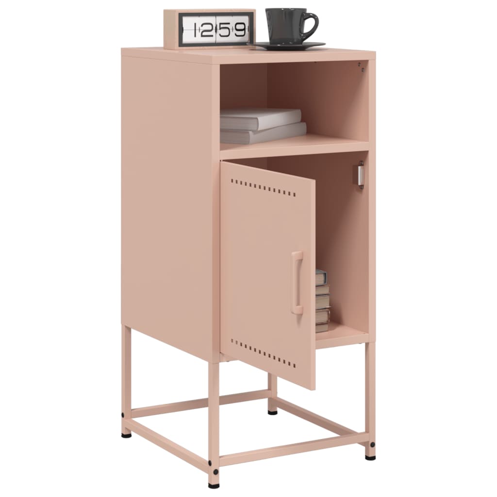 Stylish Pink Steel Bedside Cabinet - 36x39x78 cm