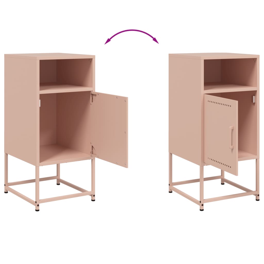 Stylish Pink Steel Bedside Cabinet - 36x39x78 cm