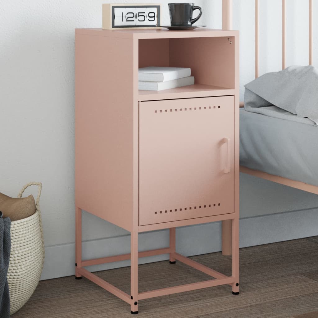 Stylish Pink Steel Bedside Cabinet - 36x39x78 cm