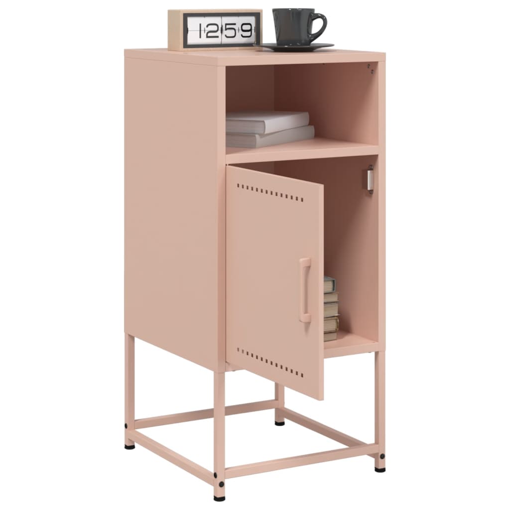 Stylish Pink Steel Bedside Cabinets - Set of 2, 36x39x78 cm
