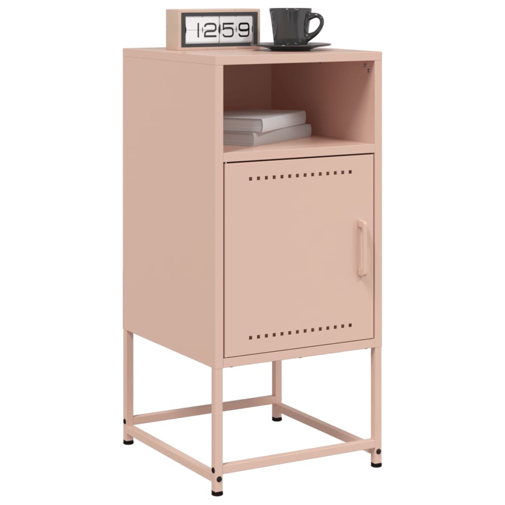Stylish Pink Steel Bedside Cabinets - Set of 2, 36x39x78 cm