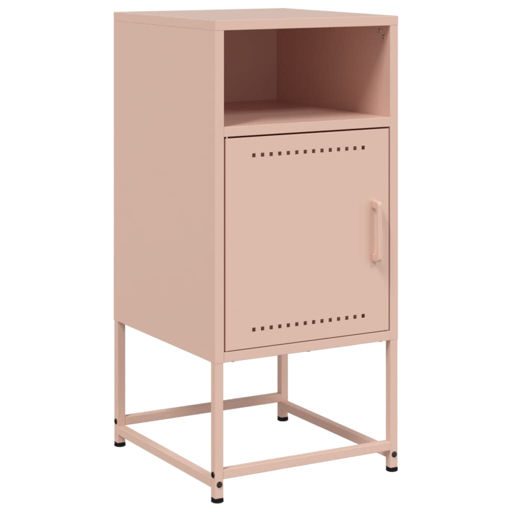 Stylish Pink Steel Bedside Cabinets - Set of 2, 36x39x78 cm