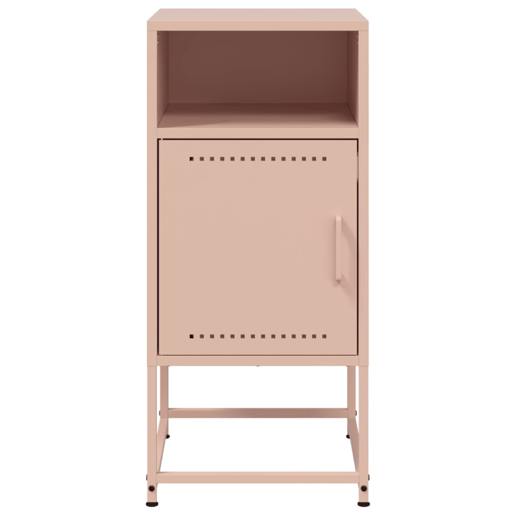Stylish Pink Steel Bedside Cabinets - Set of 2, 36x39x78 cm