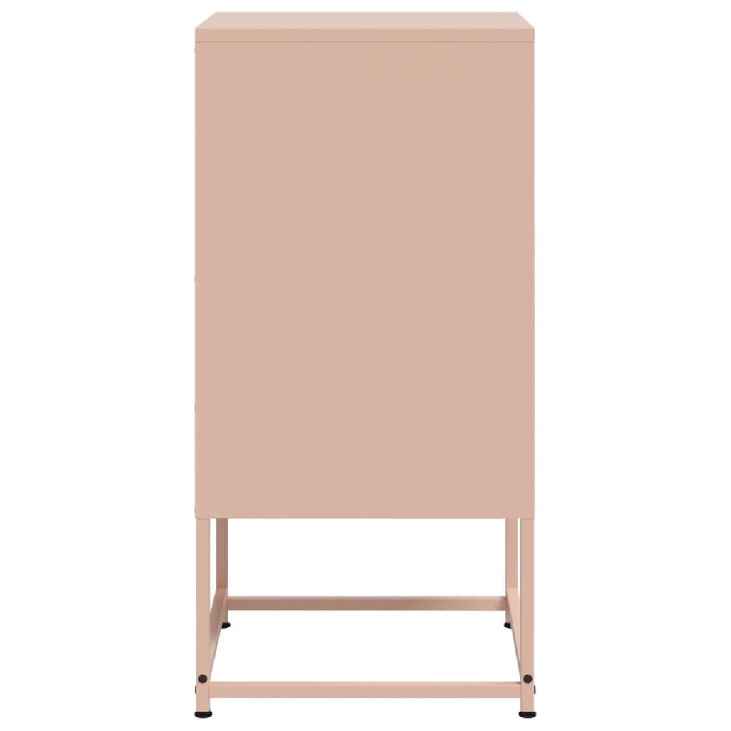 Stylish Pink Steel Bedside Cabinets - Set of 2, 36x39x78 cm