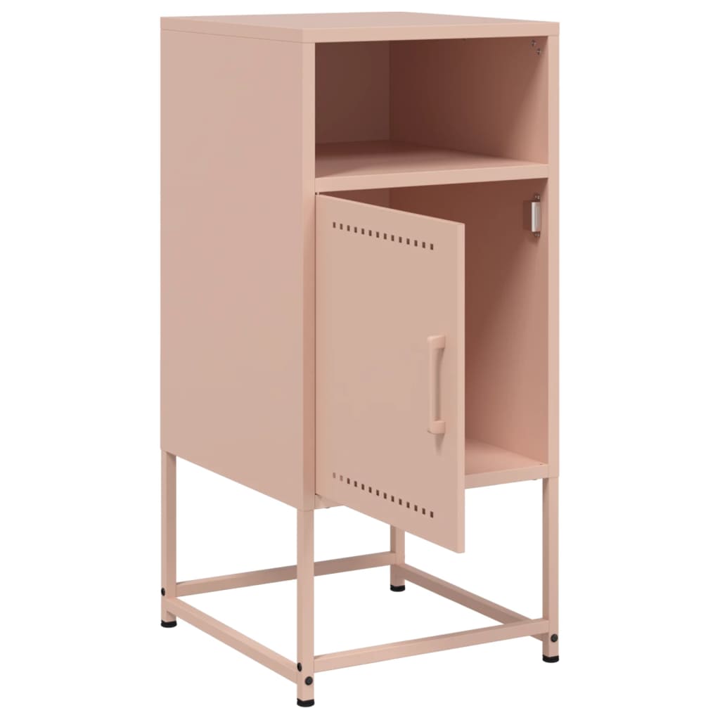 Stylish Pink Steel Bedside Cabinets - Set of 2, 36x39x78 cm