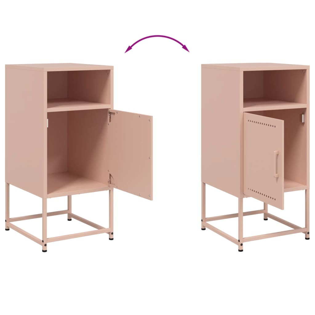 Stylish Pink Steel Bedside Cabinets - Set of 2, 36x39x78 cm