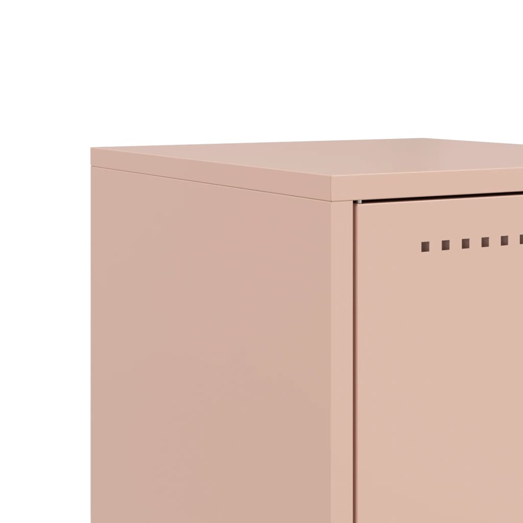 Stylish Pink Steel Bedside Cabinets - Set of 2, 36x39x78 cm