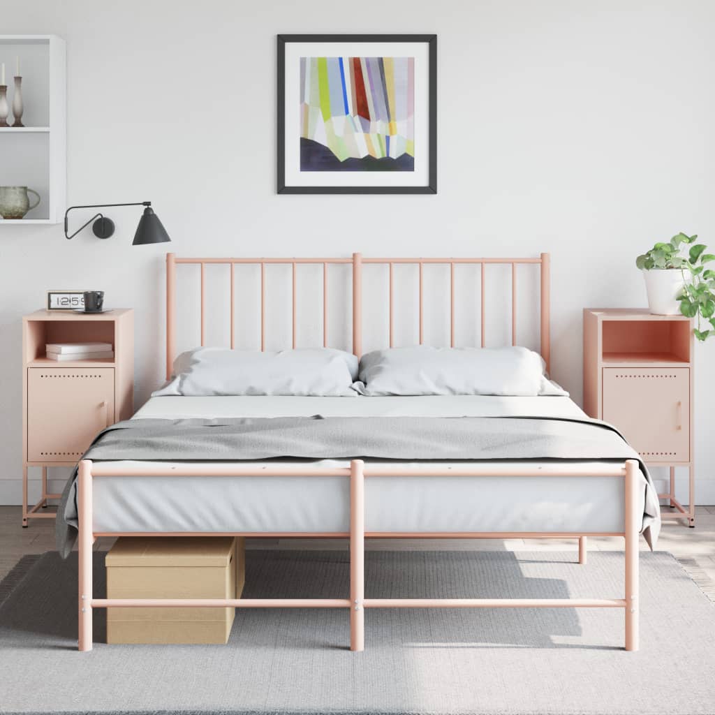 Stylish Pink Steel Bedside Cabinets - Set of 2, 36x39x78 cm