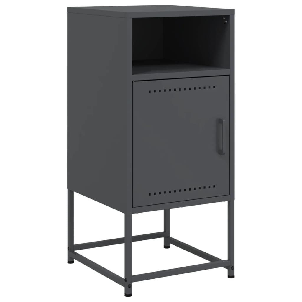 Anthracite Steel Bedside Cabinet - Compact 36x39x78 cm
