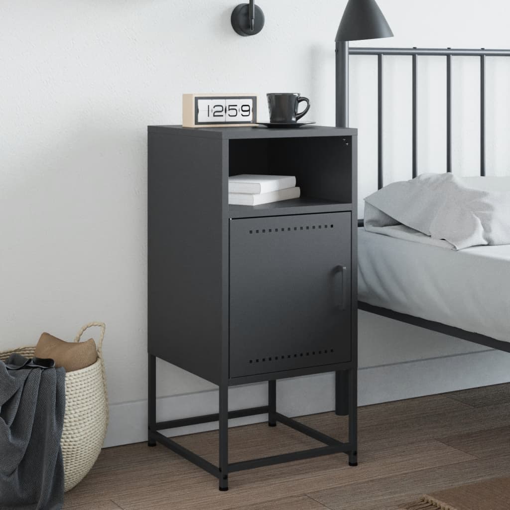 Anthracite Steel Bedside Cabinet - Compact 36x39x78 cm