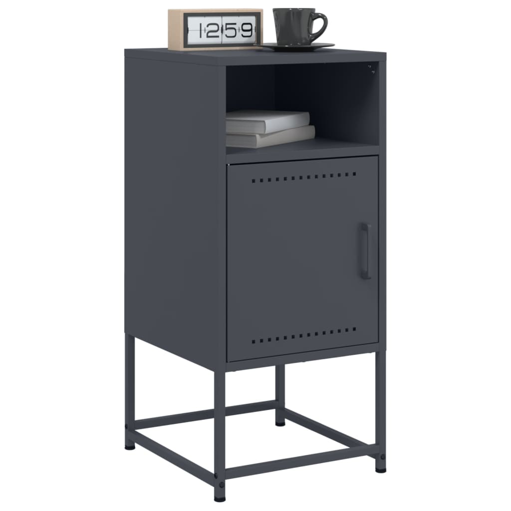 Anthracite Steel Bedside Cabinet - Compact 36x39x78 cm