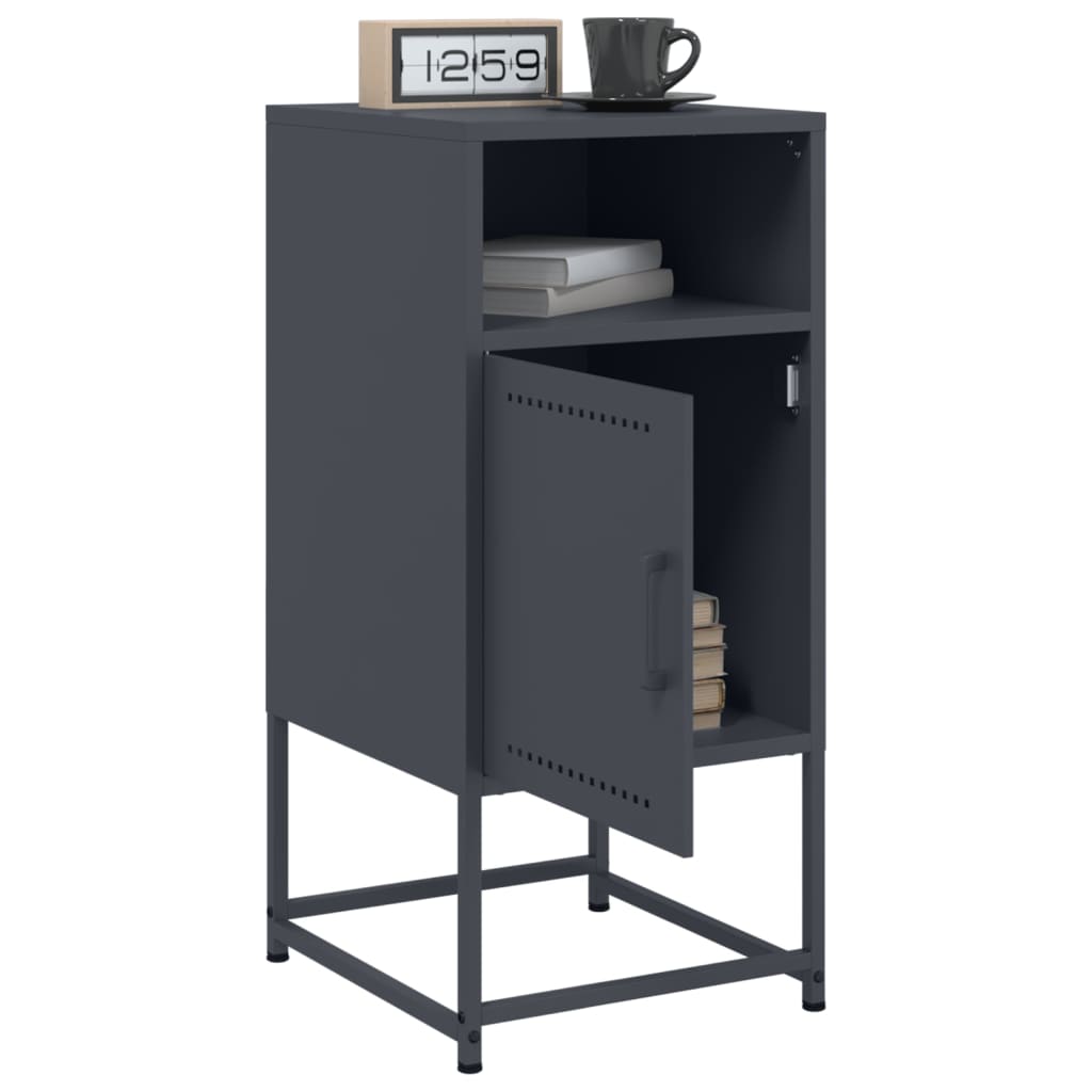 Anthracite Steel Bedside Cabinet - Compact 36x39x78 cm