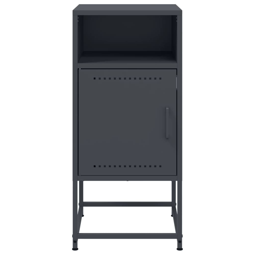 Anthracite Steel Bedside Cabinet - Compact 36x39x78 cm
