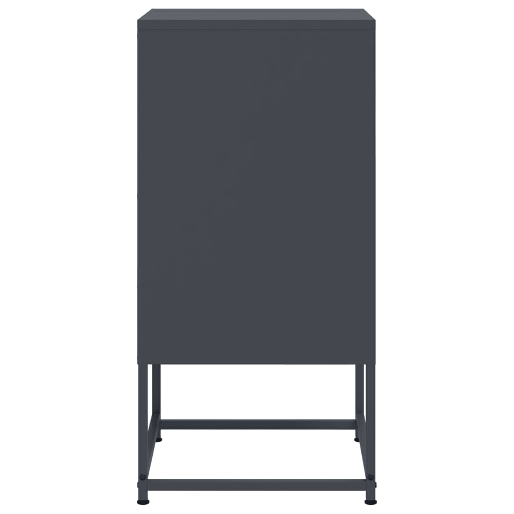 Anthracite Steel Bedside Cabinet - Compact 36x39x78 cm