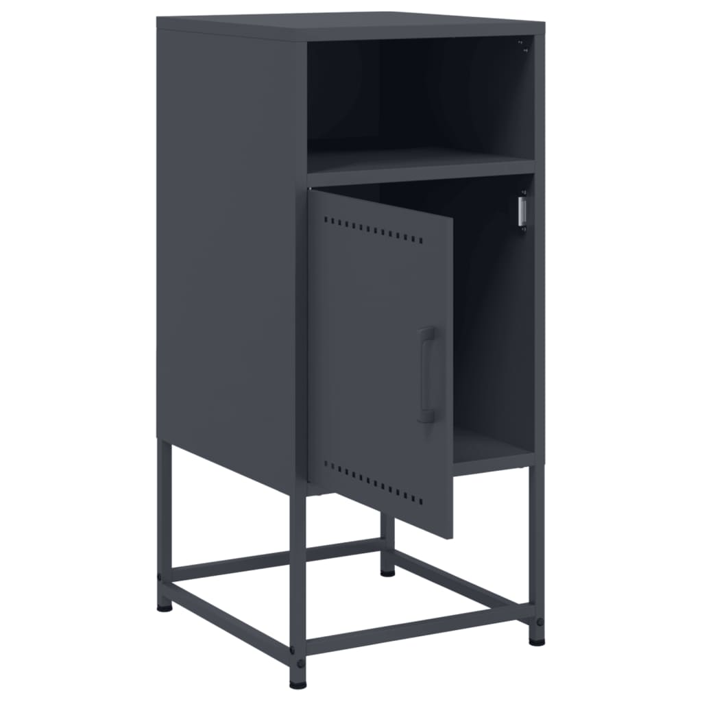 Anthracite Steel Bedside Cabinet - Compact 36x39x78 cm